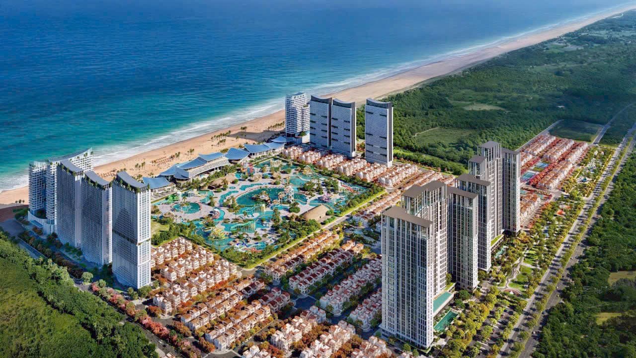 Phối cảnh tổng thể Blanca City nhìn từ trên cao ra biển