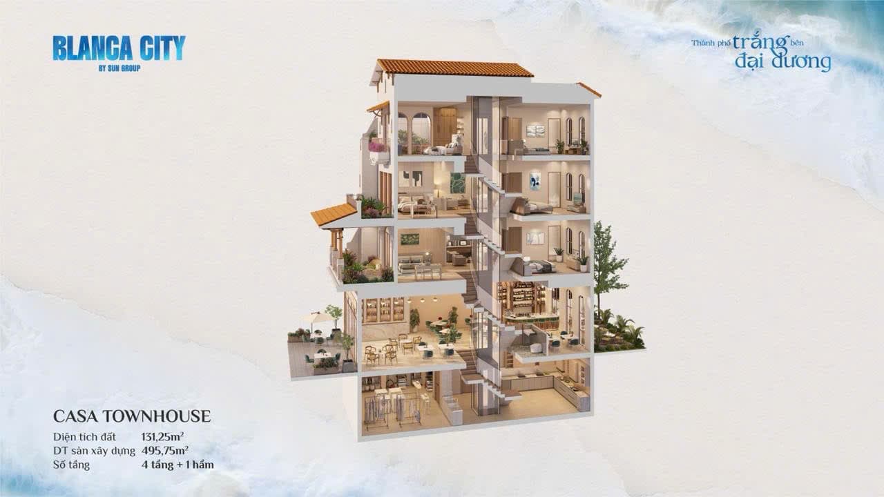 Mặt cắt phối cảnh — Casa Townhouse, Blanca City