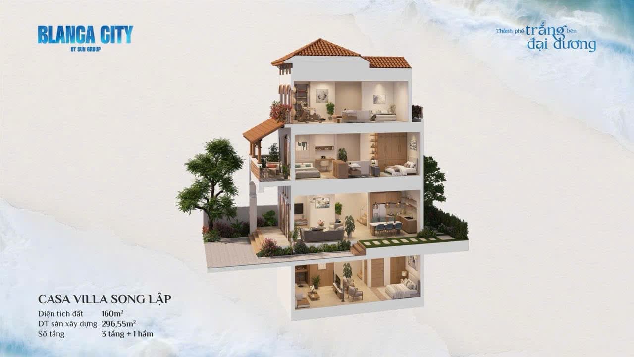 Mặt cắt phối cảnh — Casa Villa Song Lập, Blanca City