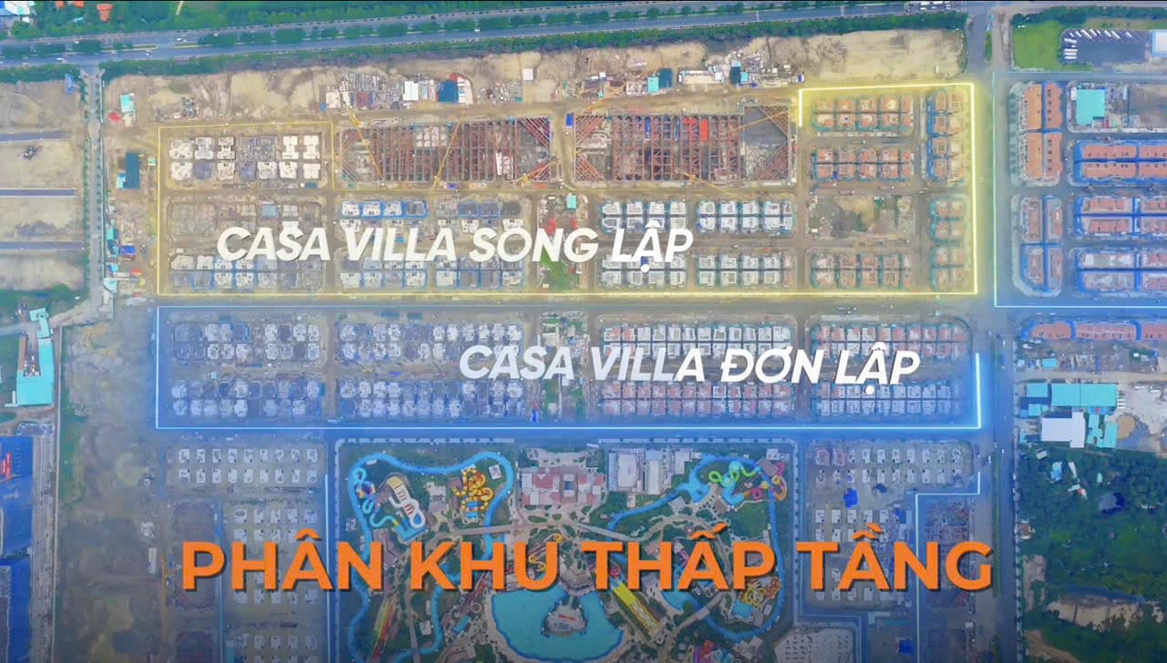Sơ đồ phân khu thấp tầng khoanh vùng Casa Villa song lập và đơn lập