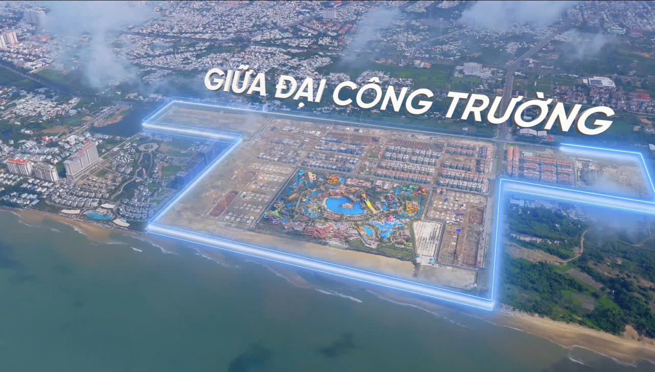 Ảnh trên cao khoanh ranh giới dự án ven biển cạnh thành phố Vũng Tàu