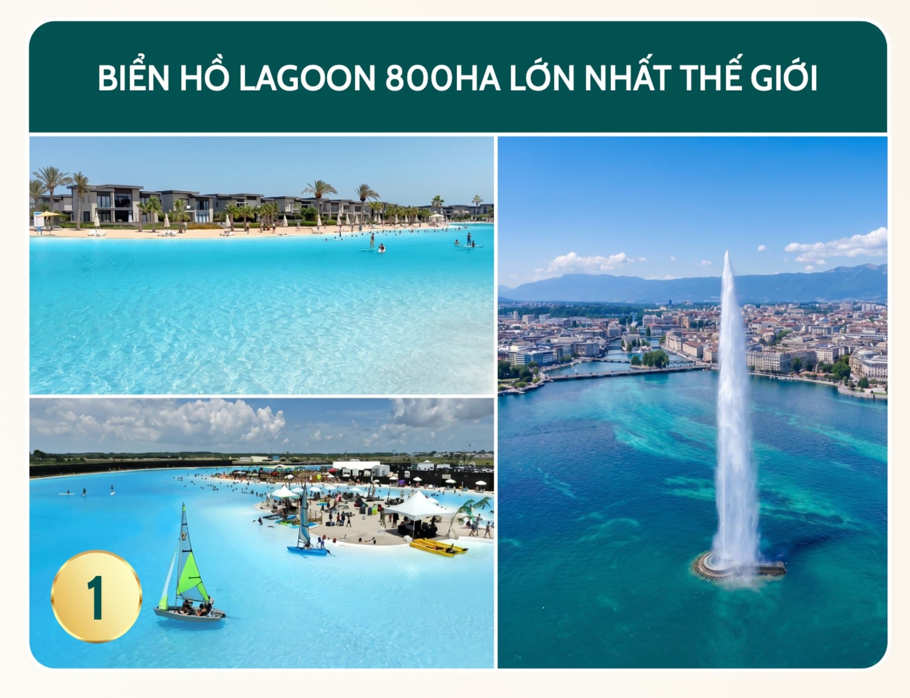 Biển hồ Lagoon — 800 ha theo tài liệu bán hàng, phối cảnh do chủ đầu tư phát hành