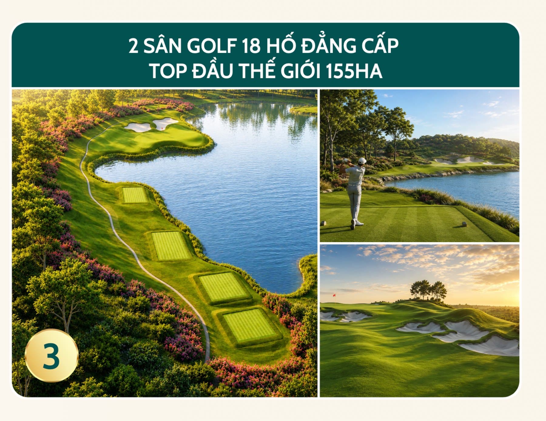 Hai sân golf 18 hố — 155 ha, phối cảnh do chủ đầu tư phát hành