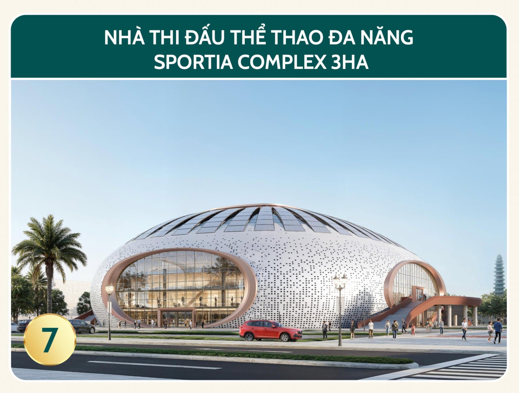 Nhà thi đấu Sportia Complex — 3 ha, phối cảnh do chủ đầu tư phát hành