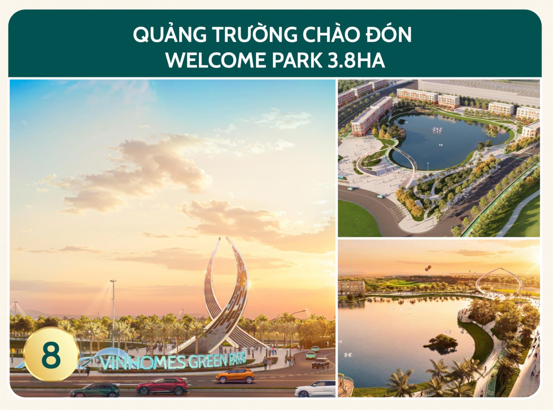 Quảng trường chào đón Welcome Park — 3,8 ha, phối cảnh do chủ đầu tư phát hành